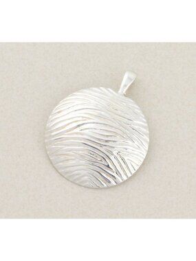 Pendant Only Large Sterling Silver Textured Circle Pendant 1 3/4" Round